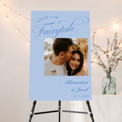 Our Fairytale Icy Blue Photo Wedding Sign