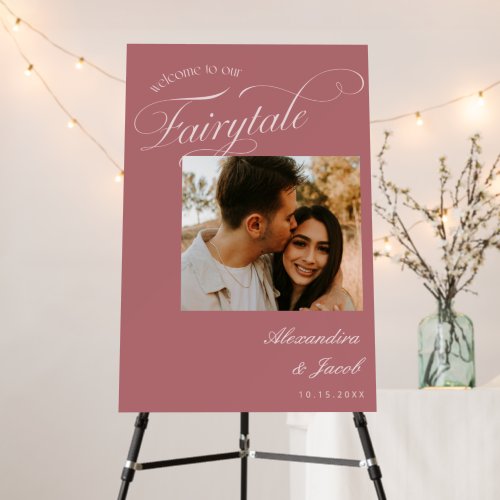 Our Fairytale Pink Photo Wedding Sign