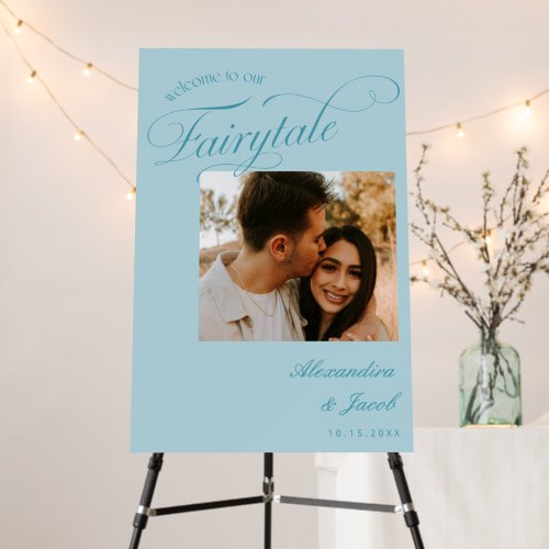 Our Fairytale Turquoise Photo Wedding Sign