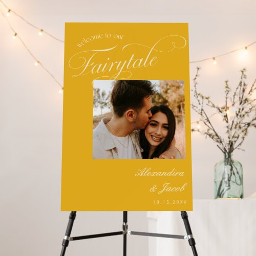 Our Fairytale Yellow Photo Wedding Sign