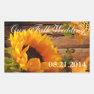 Our Fall Wedding Stickers Rect, Country Sunflower