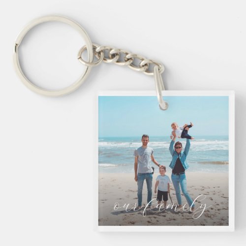 Our Family  Blessed Custom 2 Photo Keychain