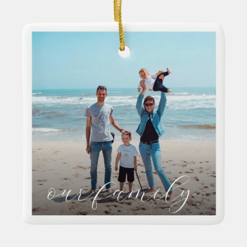 Our Family Custom Photo and Blessing Prayer Ceramic Ornament