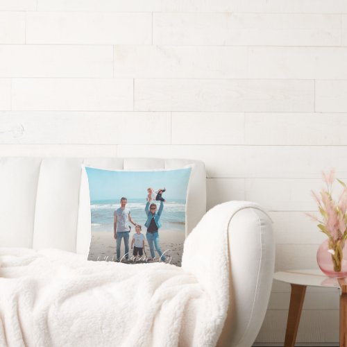 Our Family Custom Photo and Blessing Prayer Throw Pillow