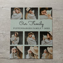 Our Family Elegant Black Script Family Photo