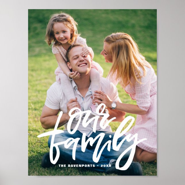 Our Family Hand Lettered Script Customizable Poster (Front)