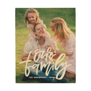 Our Family Hand Lettered Script Customizable Wood Wall Art
