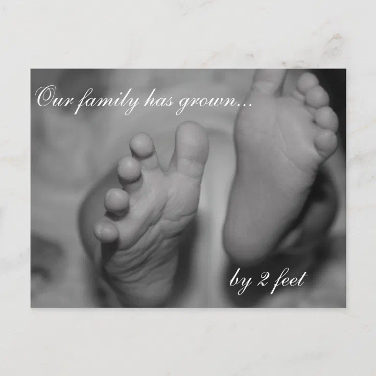 Our family has grown by 2 feet Newborn Postcard | Zazzle