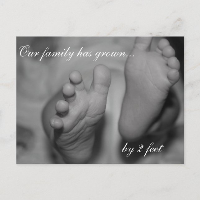 Our family has grown by 2 feet Newborn Postcard (Front)