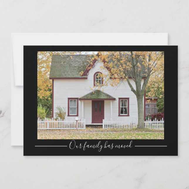 Our Family Has Moved Custom House Photo Black Announcement (Front)