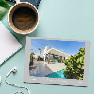 Our Family Has Moved Custom House Photo Chic Grey Announcement