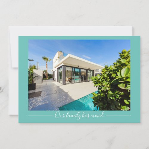 Our Family Has Moved Custom House Photo Chic Teal Announcement