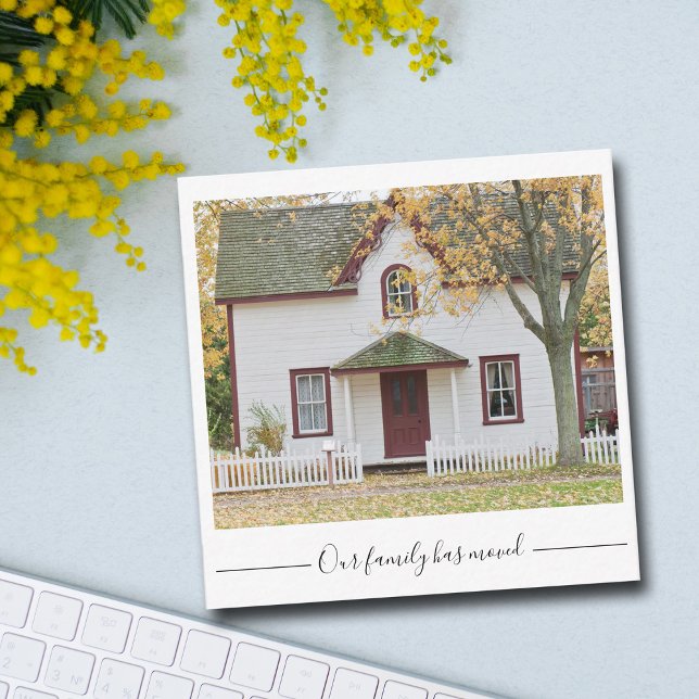 Our Family Has Moved Custom House Photograph Note Card (Creator Uploaded)