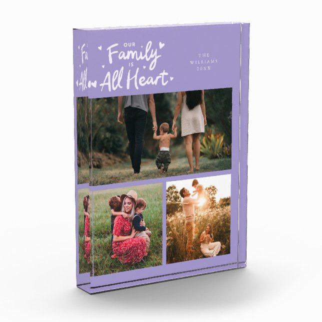 Our Family Is All Heart Lilac Photo Block (Left)