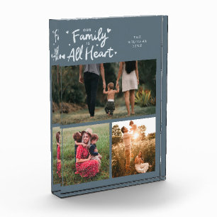 Our Family Is All Heart Slate Blue Photo Block