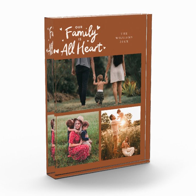 Our Family Is All Heart Terracotta Photo Block (Left)