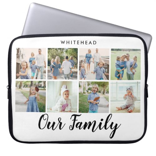 Our Family Modern 8 Photo Collage Laptop Sleeve