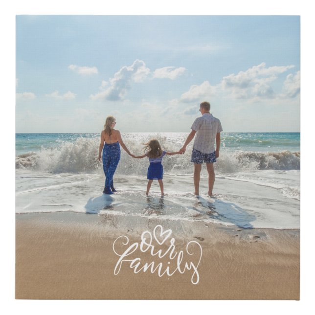 Our Family Overlay Photo Faux Canvas Print (Front)