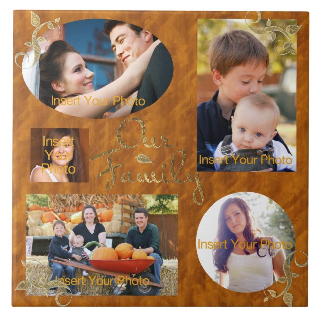 Our Family Photo Album Collage Ceramic Tile (Front)