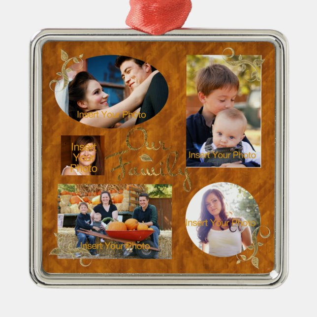 Our Family Photo Album Collage Metal Ornament (Front)