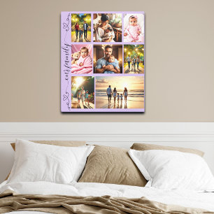 Our Family Photo Collage Cute Doodle Hearts Canvas Print