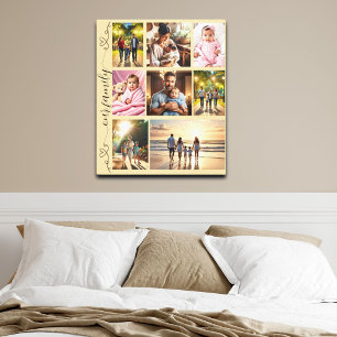 Our Family Photo Collage Cute Doodle Hearts Poster