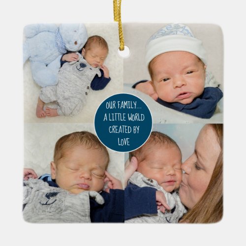 Our Family Quote 5 Photo Name  Ceramic Ornament
