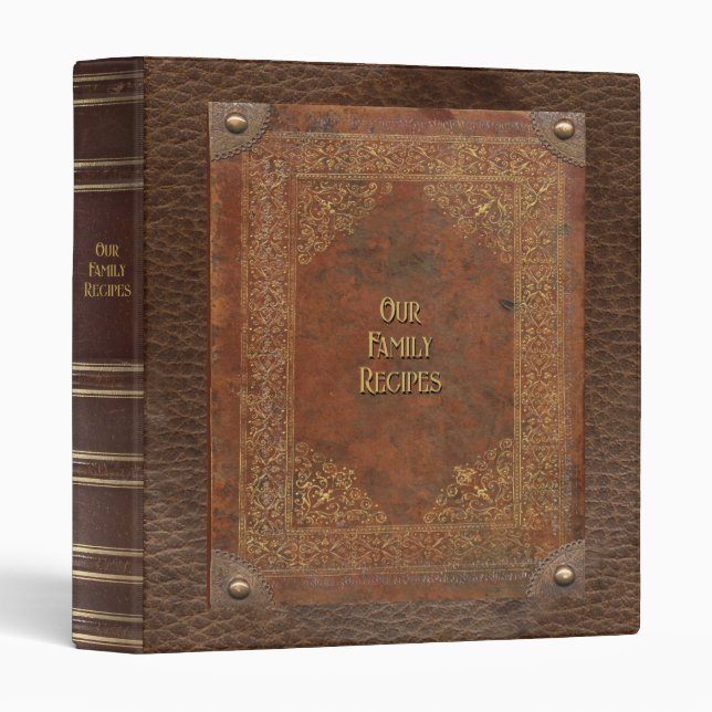 Our Family Recipes Old Book 3 Ring Binder (Front/Spine)