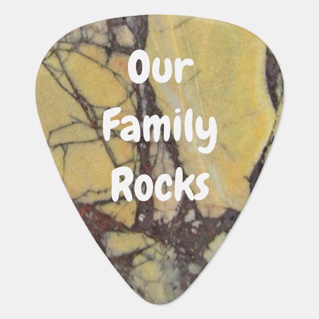 Our Family Rocks Agate Slab Photo Marbled Mineral Guitar Pick (Front)