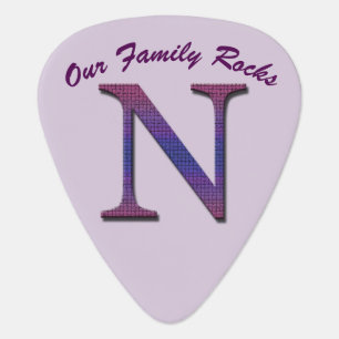 Our Family Rocks Family Reunion Letter N Monogram Guitar Pick
