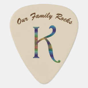 Our Family Rocks Reunion Keepsake Letter K Initial Guitar Pick