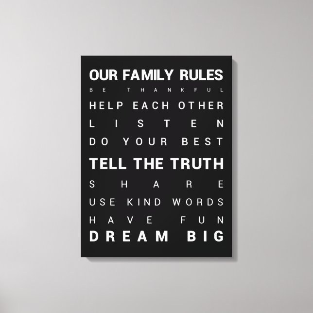 Our Family Rules - 18" x 24" Canvas Print (Front)