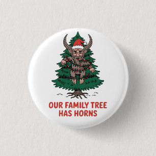 Our Family Tree Has Horns Funny Krampus Spooky Button