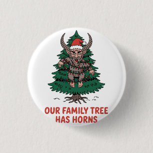Our Family Tree Has Horns Funny Krampus Spooky Button