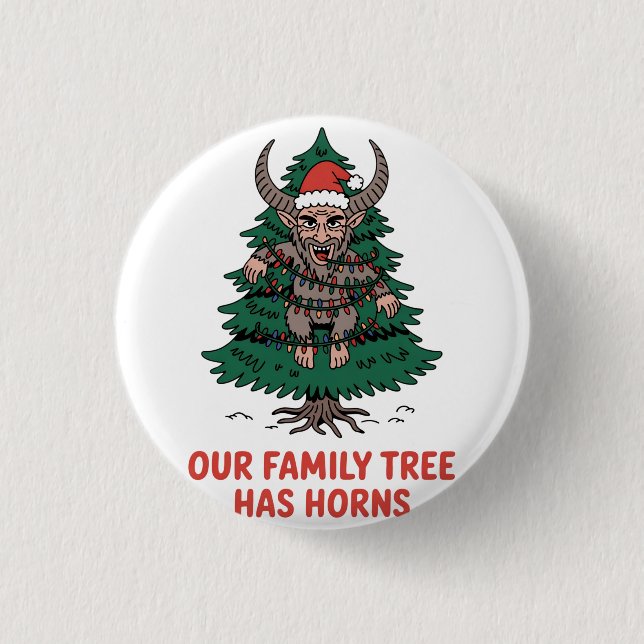 Our Family Tree Has Horns Funny Krampus Spooky  Button (Front)
