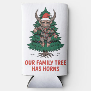 Our Family Tree Has Horns Funny Krampus Spooky Seltzer Can Cooler