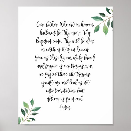 Our Father Christian Prayer Print Calligraphy | Zazzle.com