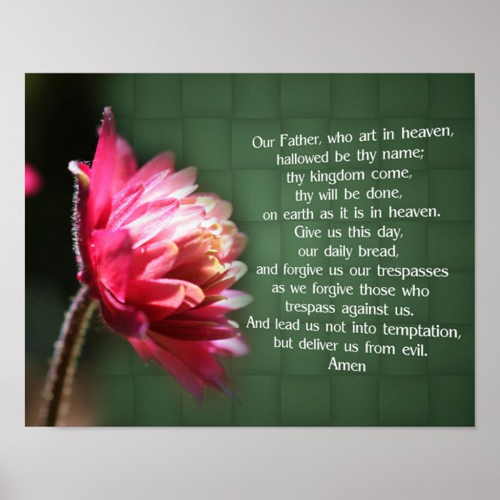 Our Father Lord's Prayer Flower Religious Poster