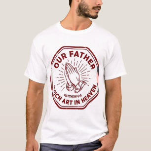 Our Father Lord's Prayer Matthew 6:9 Red Stamp T-Shirt