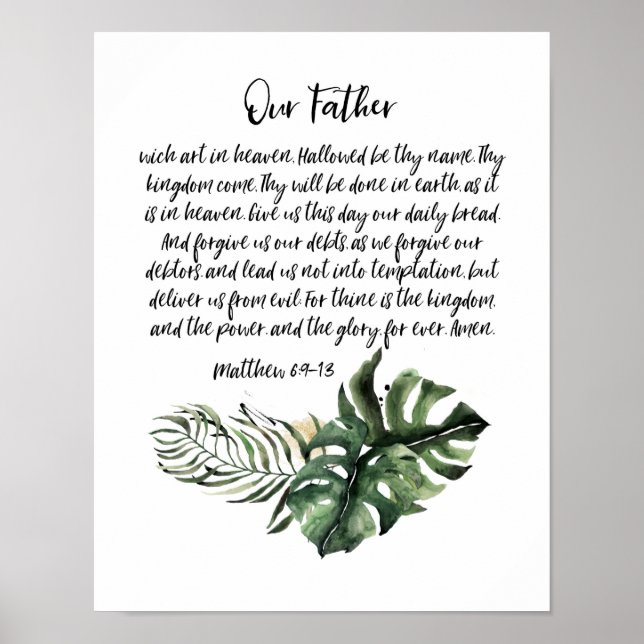 Our Father Lords Prayer, Scripture Art Poster (Front)