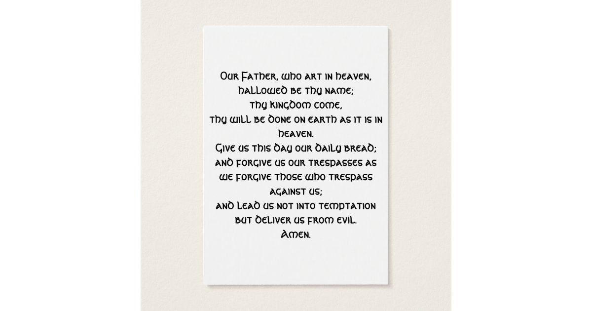 Our Father Prayer Card Printable - Printable Word Searches
