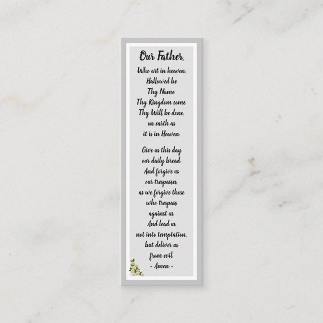 Our Father Prayer Matthew 6:9–13 Bookmark Card (Front)