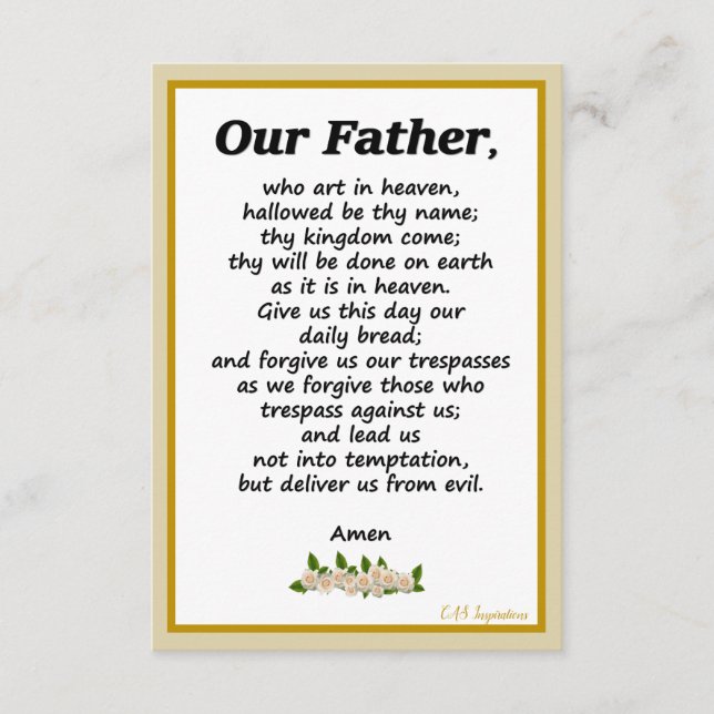 Our Father Prayer Matthew 6:9-13 Card (Front)
