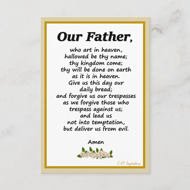 Our Father Prayer Matthew 6:9-13 Card