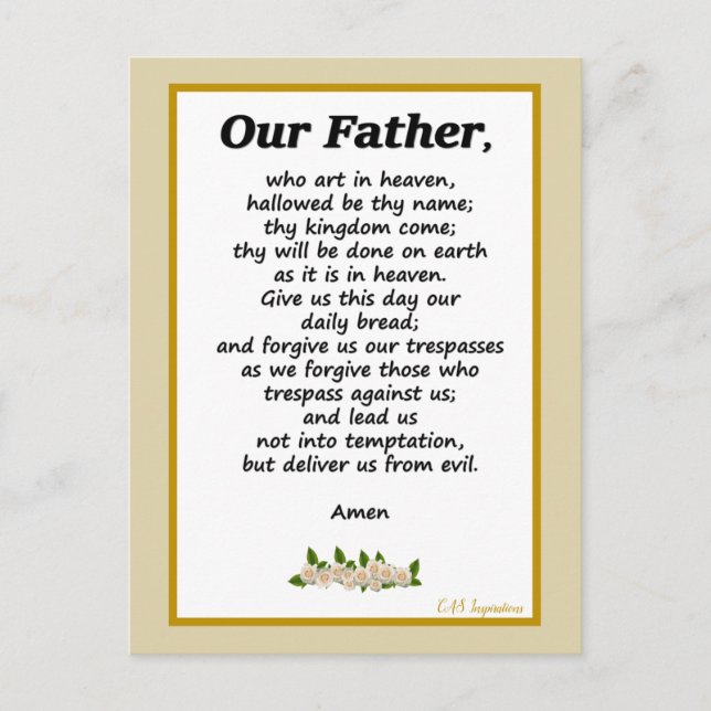 Our Father Prayer Matthew 6:9-13 Postcard (Front)