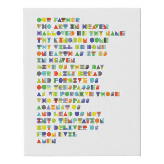 Our Father Prayer, Rainbow Bright Faux Canvas Print