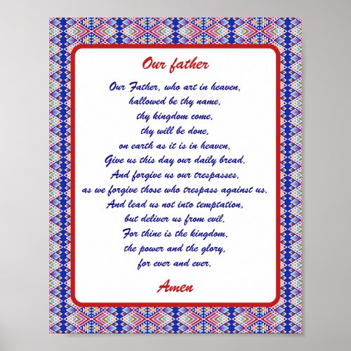 Our father The Lords Prayer Colorful Poster