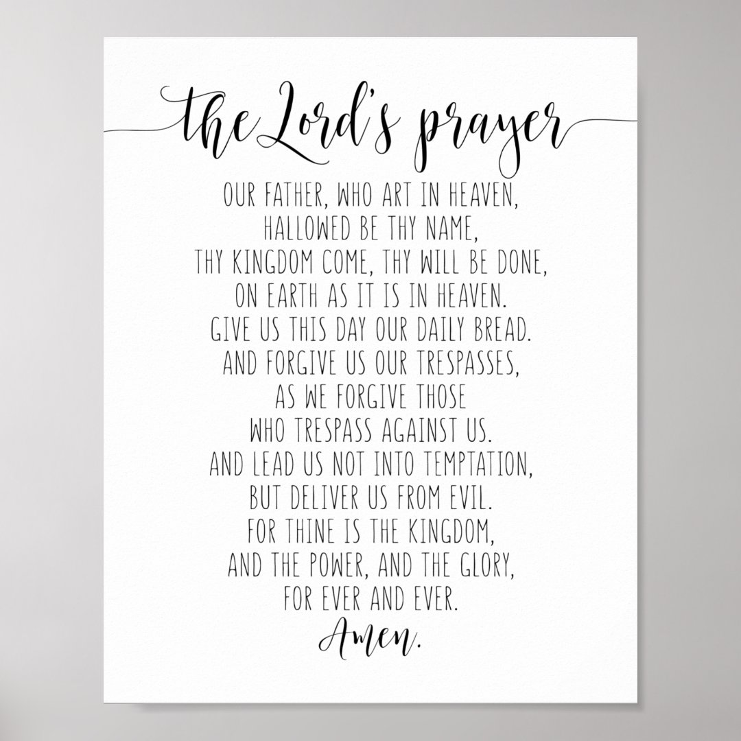 Our Father Who Art In Heaven, The Lord's Prayer Poster | Zazzle