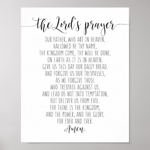 Our Father Who Art In Heaven, The Lord's Prayer Poster | Zazzle