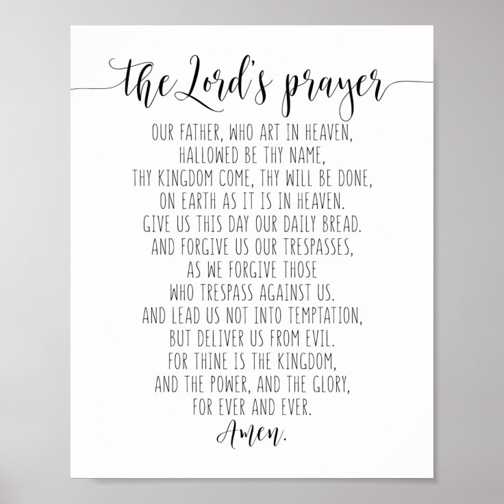 Our Father Who Art In Heaven, The Lord's Prayer Poster Zazzle